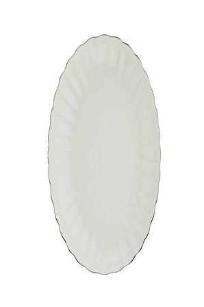 Kütahya Porselen Bone Luz Platin File Kayık Tabak 24x17cm Tekli BNLZF24KY220