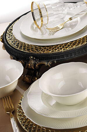 Kütahya Porselen İlay Dekorsuz 24 Parça 6 Kişilik Yemek Takımı