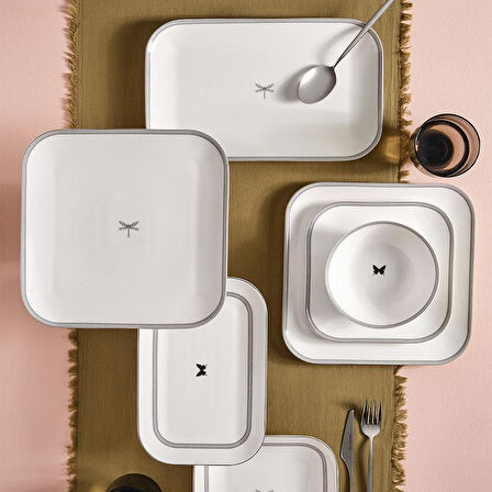 KÜTAHYA PORSELEN BONE MINAS 51 PARÇA YEMEK TAKIMI 12767 SİYAH