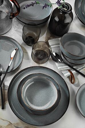 Kütahya Porselen Moderna 16 Parça 4 Kişilik Yemek Takımı-Mavi