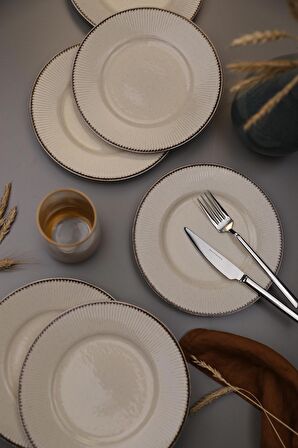 Kütahya Porselen Adler 6 Parça 21 Cm Pasta Takımı Tarçın