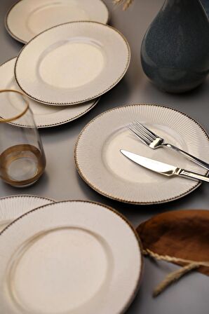 Kütahya Porselen Adler 6 Parça 21 Cm Pasta Takımı Tarçın