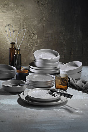 Kütahya Porselen Capri Mod Bej DG-486 24 Parça 6 Kişilik Yemek Takımı