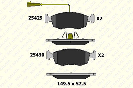 Fiat On Fren Balatası Punto Evo 500 1,2 / 1,3 / 1,4 09> - Kale B 25429 172 05 Ans