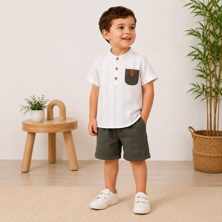 TucanKids Erkek Çocuk Takım Pamuk Yeşil 4-5 Yaş Yazlık