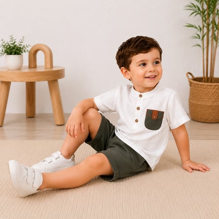 TucanKids Erkek Çocuk Takım Pamuk Yeşil 4-5 Yaş Yazlık