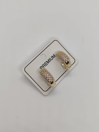 Taşlı Halkalı Gold Çelik Küpe