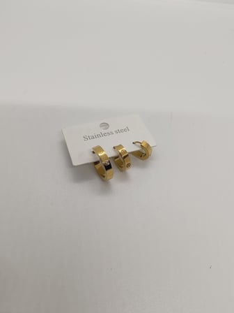 Üçlü Gold Halka Çelik Küpe