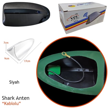 Zendar Y-410S Shark Balina Anten Jaws Kablolu Siyah 17x9x7 cm BR0035006