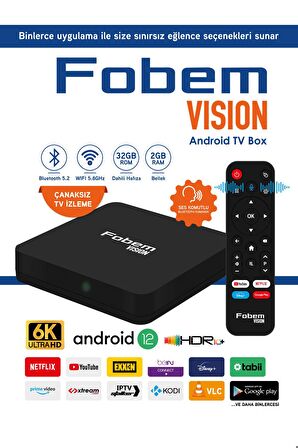 Vision 6K Android TV Box Medya Oynatıcı - Sesli Komut Bluetooth Wi-Fi  2 GB Ram 32 GB Hafıza