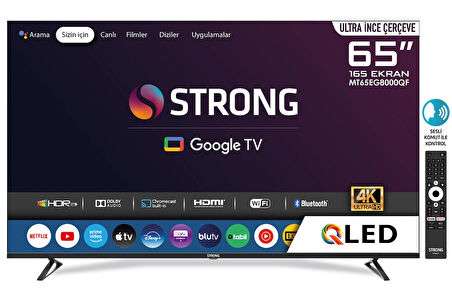 STRONG MT65EG8000QF 65’’ 165cm Ekran FRAMELESS QLED 4K Ultra HD Uydu Alıcılı Google TV