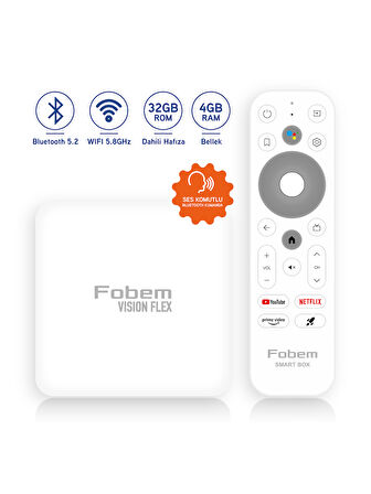 Vision Flex 6K Android TV Box Medya Oynatıcı - Ses Komutlu Wi-Fi 4 Gb Ram 32 GB Hafıza