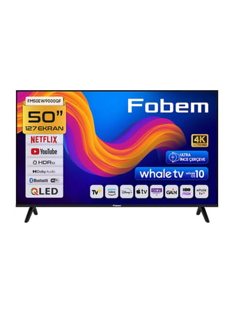 FM50EW9000QF 50'' 127cm Ekran UltraHD Dahili Uydu Alıcılı Ultra İnce Çerçeve WhaleOS Android Smart QLED TV