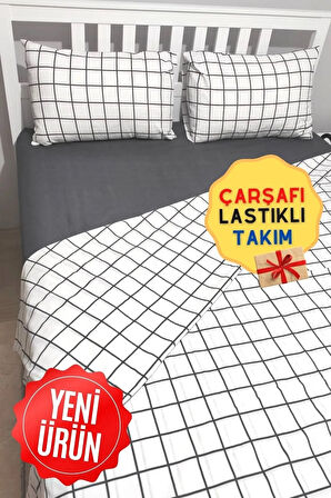 Karo Siyah Pamuklu Nevresim Takımı