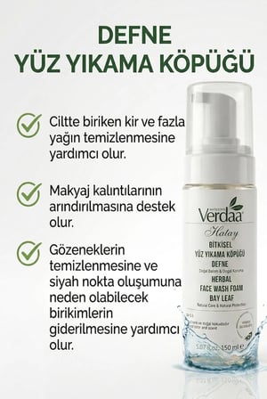 Bitkisel Defne Yüz Yıkama Köpüğü Karma ve Yağlı Ciltler İçin 150 ML