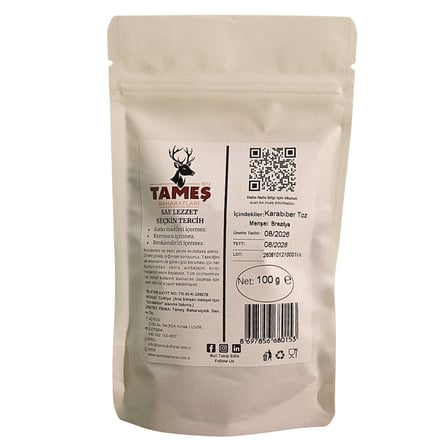 Tameş Baharatları Karabiber Toz 100 gr