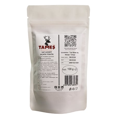 Tameş Baharatları Toz Biber Acı 100 gr