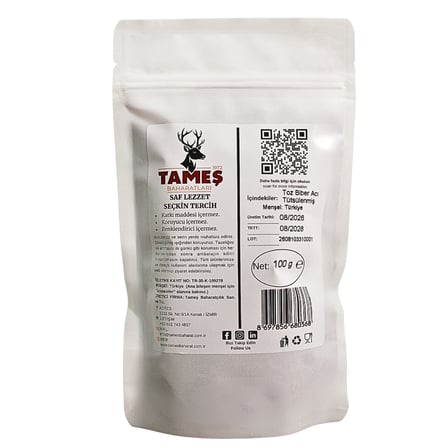 Tameş Baharatları Toz Biber Acı Tütsülenmiş 100 gr - Füme