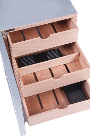 Çekmeceli Sedir Humidor Puro Kutusu Gümüş - TR6708
