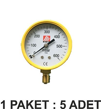 AK TEK MANOMETRE KÜÇÜK 0-600 MBAR DOĞALGAZ  DÜŞÜK BASINÇ PAKET 5 Li