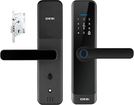 DESi QUiC Q015 Akıllı Kilit ve Kale Otomatik Kilitlenen Mekanik Kilit OS/Android Uyumlu - Parmak İzi -Tuş Takımı - Kart Okuyucu 