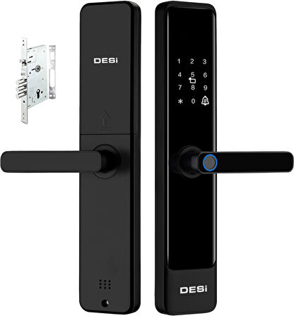 DESi QUiC Q016 Akıllı Kilit ve Kale Otomatik Kilitlenen Mekanik Kilit OS/Android Uyumlu - Parmak İzi -Tuş Takımı - Kart Okuyucu 