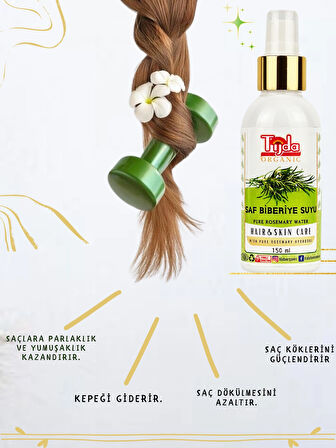 Saf Biberiye Suyu Saç Toniği 150 ml Saç Dökülmesine Karşı %100 Doğal Saç ve Cilt Toniği