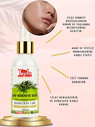 Saf Biberiye Suyu Saç Toniği 150 ml Saç Dökülmesine Karşı %100 Doğal Saç ve Cilt Toniği