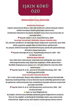 Işkın Kökü Özü Hidrosolü 250 ml Işgın Kökü, Rheum ribes, Iskın root hydrosol