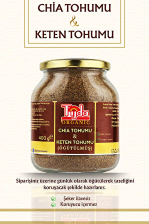 Chia Tohumu %50, Keten Tohumu %50 Öğütülmüş Toz 400 gr Doğal Lif Kaynağı