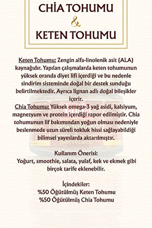 Chia Tohumu %50, Keten Tohumu %50 Öğütülmüş Toz 400 gr Doğal Lif Kaynağı
