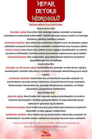 HEPAR DETOX DEVE DİKENİ KARAHİNDİBA MAVİ HİNDİBA ÖZÜ HİDROSOLÜ 250 ML %100 SAF