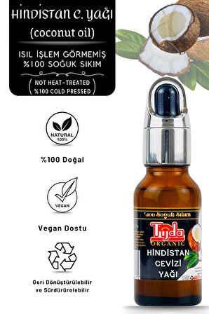 Hindistan Cevizi Yağı 20 Ml %100 Soğuk Sıkım (Coconut oil)