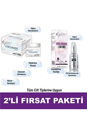 Galancy Hyaluronic+Kolajen Tüm Cilt Tipleri İçin Su Bazlı Yağsız Nemlendirici Yüz Bakım Seti