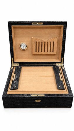 Cohiba Siyah Timsah Desenli Dışı Deri Humidor Puro Kutusu TR9998