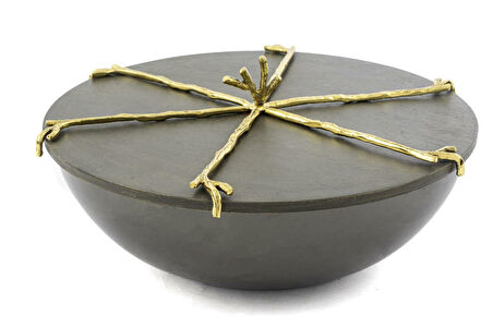 Mikasa Moor Branch Kapaklı Gold Gri Kase 27x12cm
