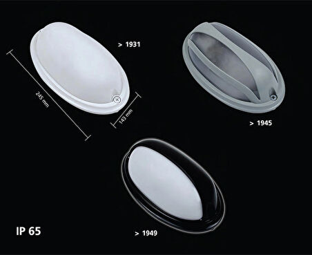 Işıldar Orkide Oval Nemliyer IP65 E27 Duy Duvar Armatür Su Geçirmez Banyo ve Dış Mekan