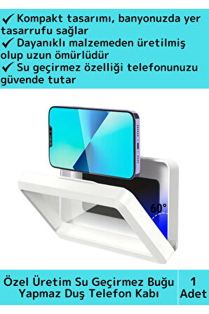 Premium Uzun Ömürlü Duvara Monte Pratik Su Geçirmez Buğu Yapmaz Duş Mutfak Dayanıklı Telefon Kabı