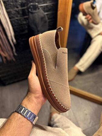Knack Bağcıksız Mevsimlik Süet Ayakkabı 019 Camel (Süet)