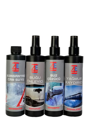 Kışlık 4'lü Oto Bakım Sprey Set Buğu Önleyici Buz Cözücü Yağmur Kaydırıcı Cam Suyu  4x250ml