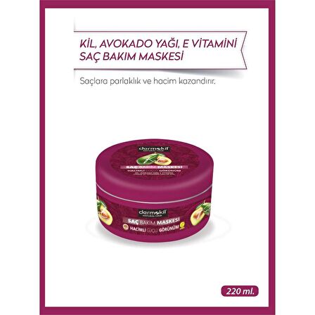 DERMOKİL Vegan Kil Avokado ve E Vitaminli Doğal Saç Maskesi 300 ml