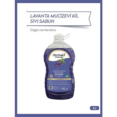 DERMOKİL Lavanta Çiçeği ve Mucizevi Kil Sıvı Sabun 4 lt