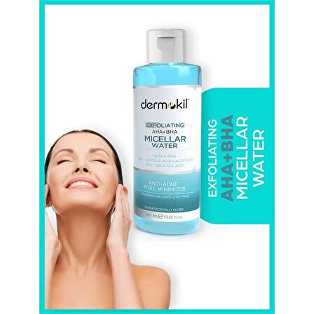 DERMOKİL Exfoliating Aha+Bha Niacinamide Micellar Makyaj Temizleme Suyu 400 ml