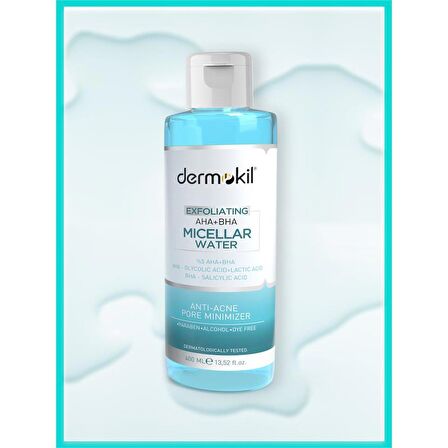 DERMOKİL Exfoliating Aha+Bha Niacinamide Micellar Makyaj Temizleme Suyu 400 ml