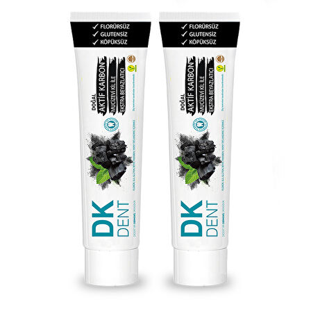 DK DENT AKTİF KARBON FLORURSÜZ DİŞ MACUNU 75 ML 2'Lİ SET