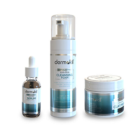 DERMOKİL PEELİNG ETKİLİ AHA+BHA- NIACINAMIDE CİLT BAKIM SETİ-3