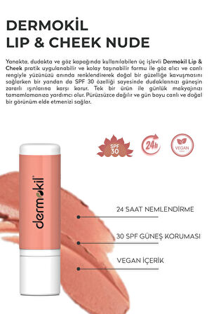 DERMOKİL Renkli Dudak ve Yanak Nemlendirici Bakım Kremi 30 spf Nude