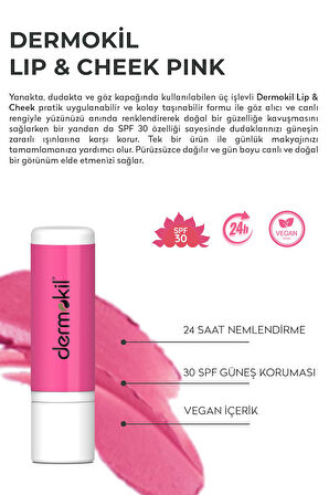 DERMOKİL Renkli Dudak ve Yanak Nemlendirici Bakım Kremi 30 spf Pink