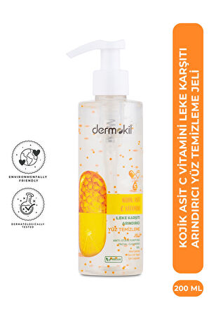 Dermokil Kojik Asit C Vitamini Leke Karşıtı Arındırıcı Yüz Temizleme Jeli 200 ml