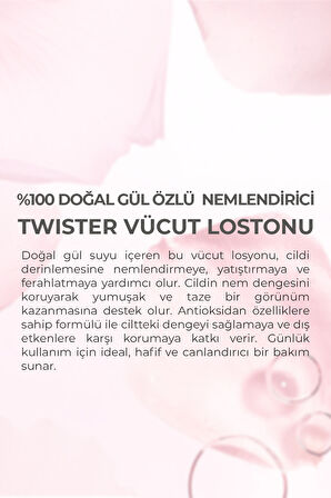 Dermokil %100 Doğal Gül Suyu Canlandırıcı Yoğun Nemlendirici Twister Vücut Losyonu 200 ml
